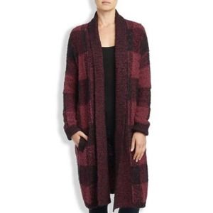 Lucky Brand Womens Buffalo Checkered Boucle Cardigan Duster Sweater size Medium